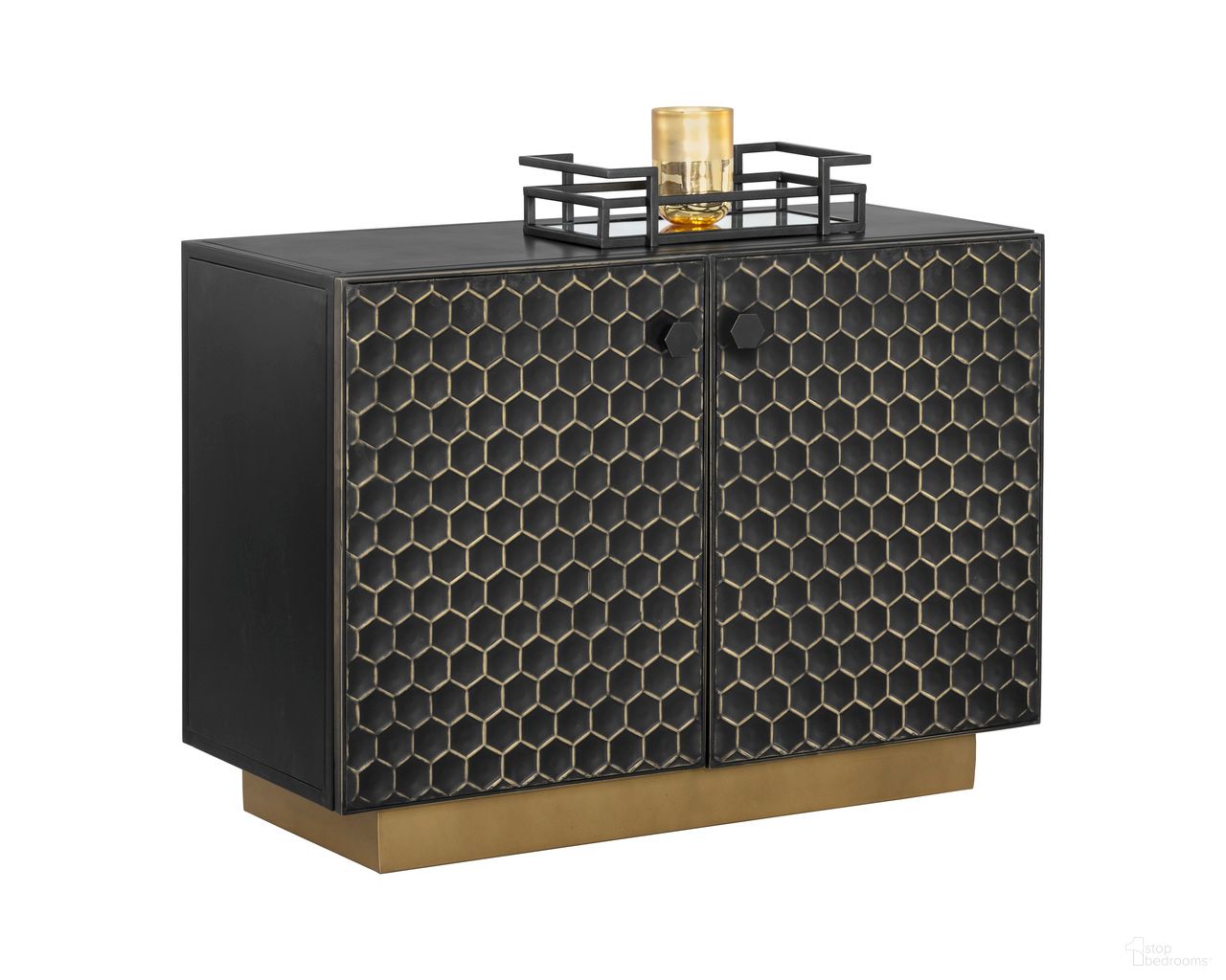 Hive Small Sideboard In Brass and Black