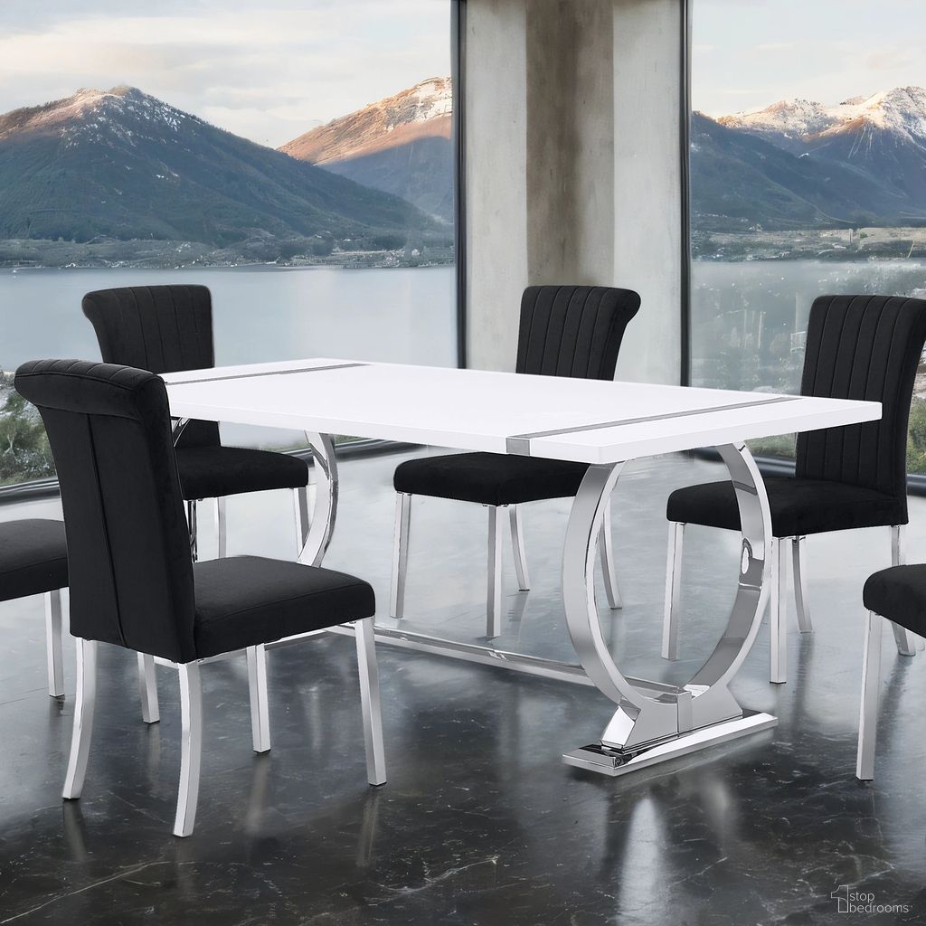 The appearance of Holbaek 80 Inch Dining Table In Silver and White designed by Furniture of America in the modern / contemporary interior design. This silver/white piece of furniture  was selected by 1StopBedrooms from Holbaek Collection to add a touch of cosiness and style into your home. Sku: FM37008SV-T. Table Base Style: Trestle. Material: Steel. Table Top Shape: Rectangular. Size: 39" x 80".