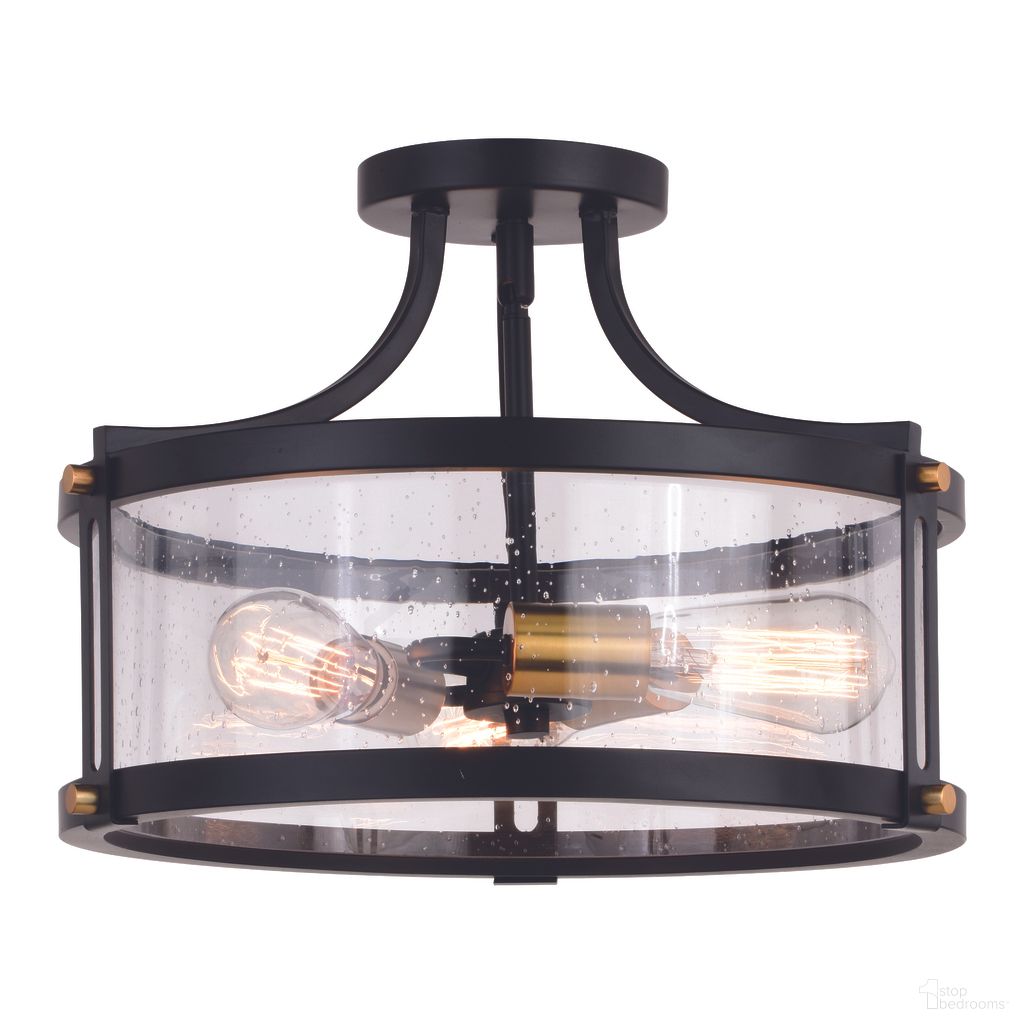 The appearance of Holbrook 15.75 Inch 3 Light Semi-Flush In Matte Black and Satin Brass designed by Vaxcel in the industrial interior design. This matte black/satin brass piece of furniture  was selected by 1StopBedrooms from Holbrook Collection to add a touch of cosiness and style into your home. Sku: C0255. Material: Steel.