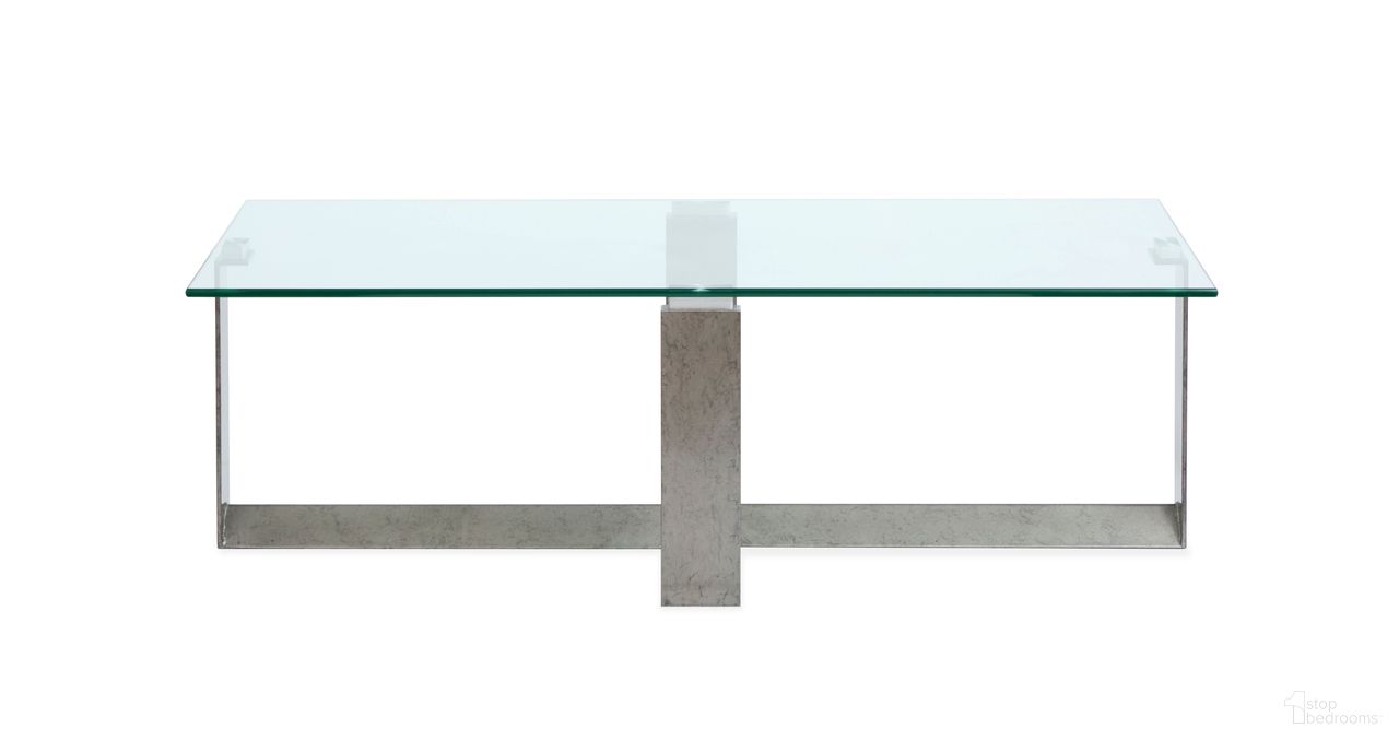 The appearance of Holden Rectangular Cocktail Table In Aged Pewter and Chrome Pucks designed by Magnussen in the modern / contemporary interior design. This aged pewter/chrome pucks piece of furniture  was selected by 1StopBedrooms from Holden Collection to add a touch of cosiness and style into your home. Sku: T6456-43. Material: Glass.