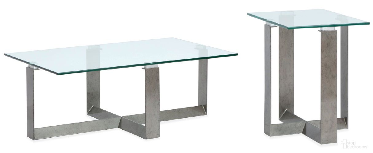 The appearance of Holden Rectangular Occasional Table Set In Aged Pewter and Chrome Pucks designed by Magnussen in the modern / contemporary interior design. This aged pewter/chrome pucks piece of furniture  was selected by 1StopBedrooms from Holden Collection to add a touch of cosiness and style into your home. Sku: T6456-43;T6456-03. Material: Glass.
