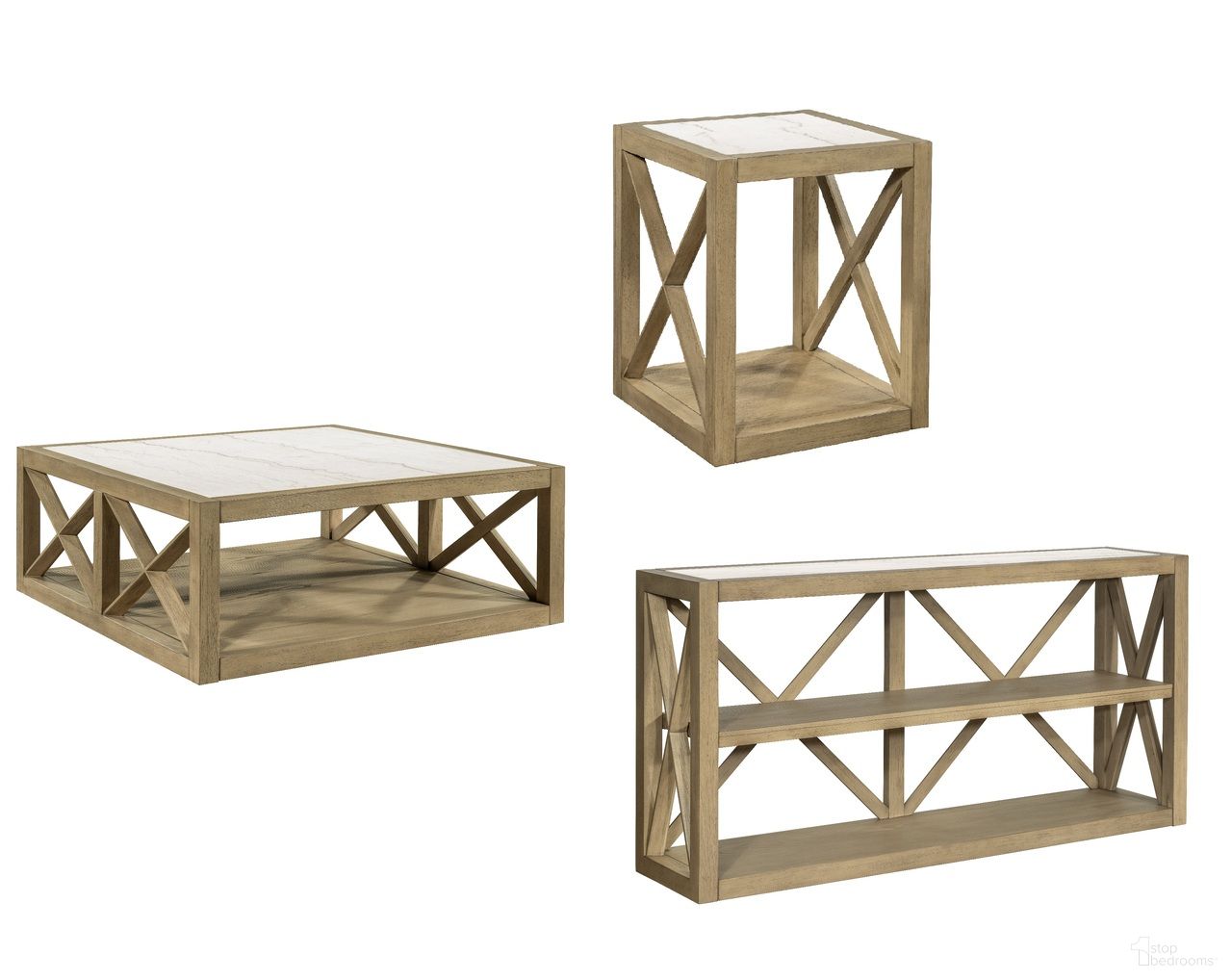 Holden Square Occasional Table Set In Tan/White