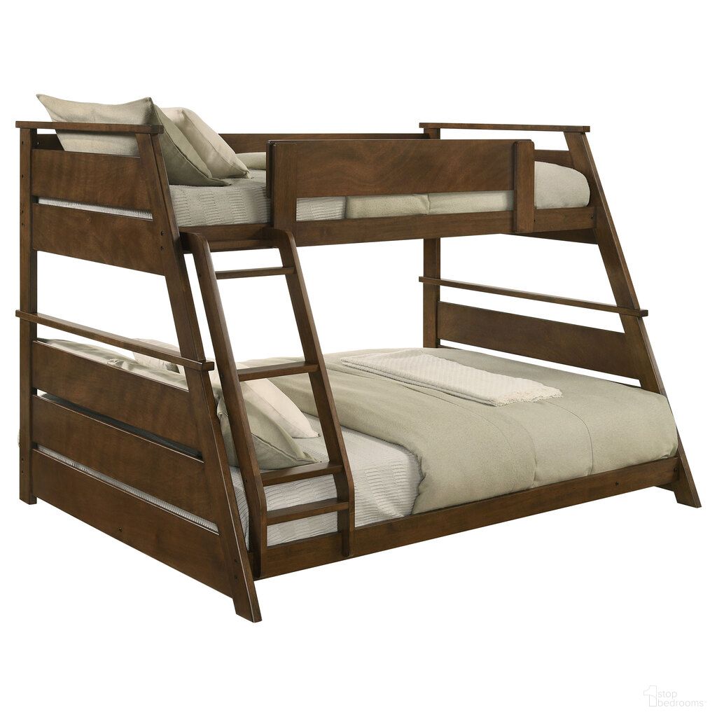 The appearance of Holden Wood Veneer Twin Over Full Bunk Bed In Walnut designed by Coaster in the transitional interior design. This walnut piece of furniture was selected by 1StopBedrooms from Holden Collection to add a touch of cosiness and style into your home. Sku: 460593B1;460593B2;460593B3. Bed Type: Bunk Bed. Material: MDF. Bed Size: Twin Over Full.