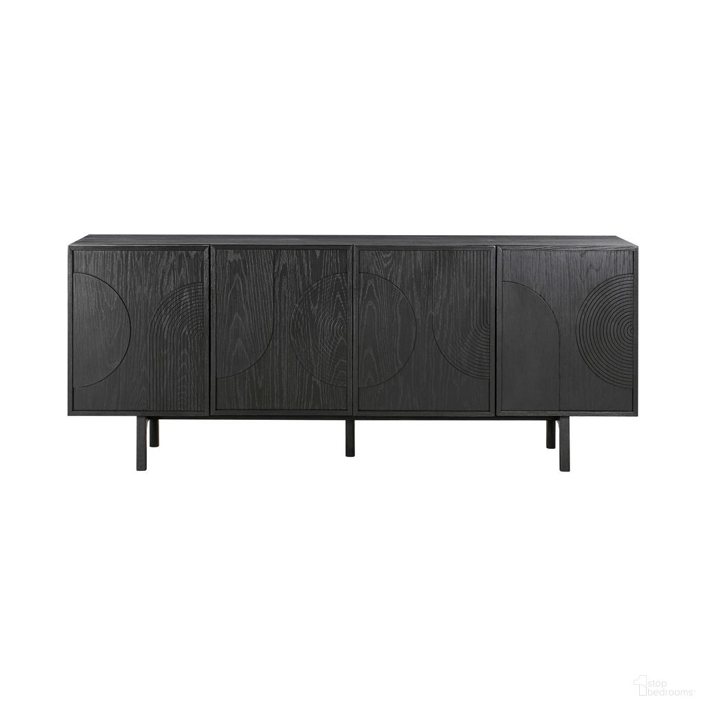 The appearance of Holland 4 Door Sideboard Buffet In Black Brushed Oak Wood designed by Armen Living in the transitional interior design. This black piece of furniture  was selected by 1StopBedrooms from Holland Collection to add a touch of cosiness and style into your home. Sku: LCHNBUBLK. Material: Wood.