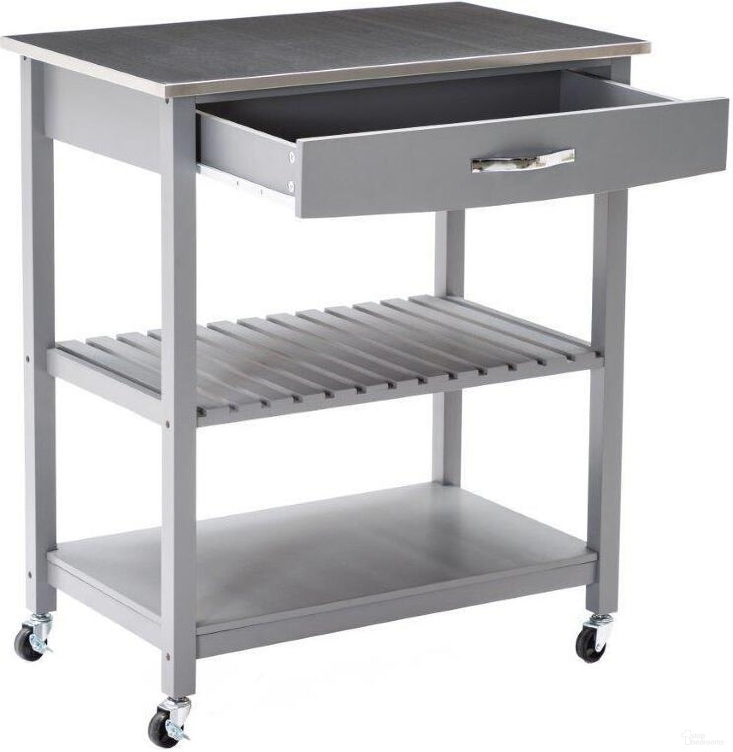 Holland Kitchen Cart With Stainless Steel Top In Gray by Boraam
