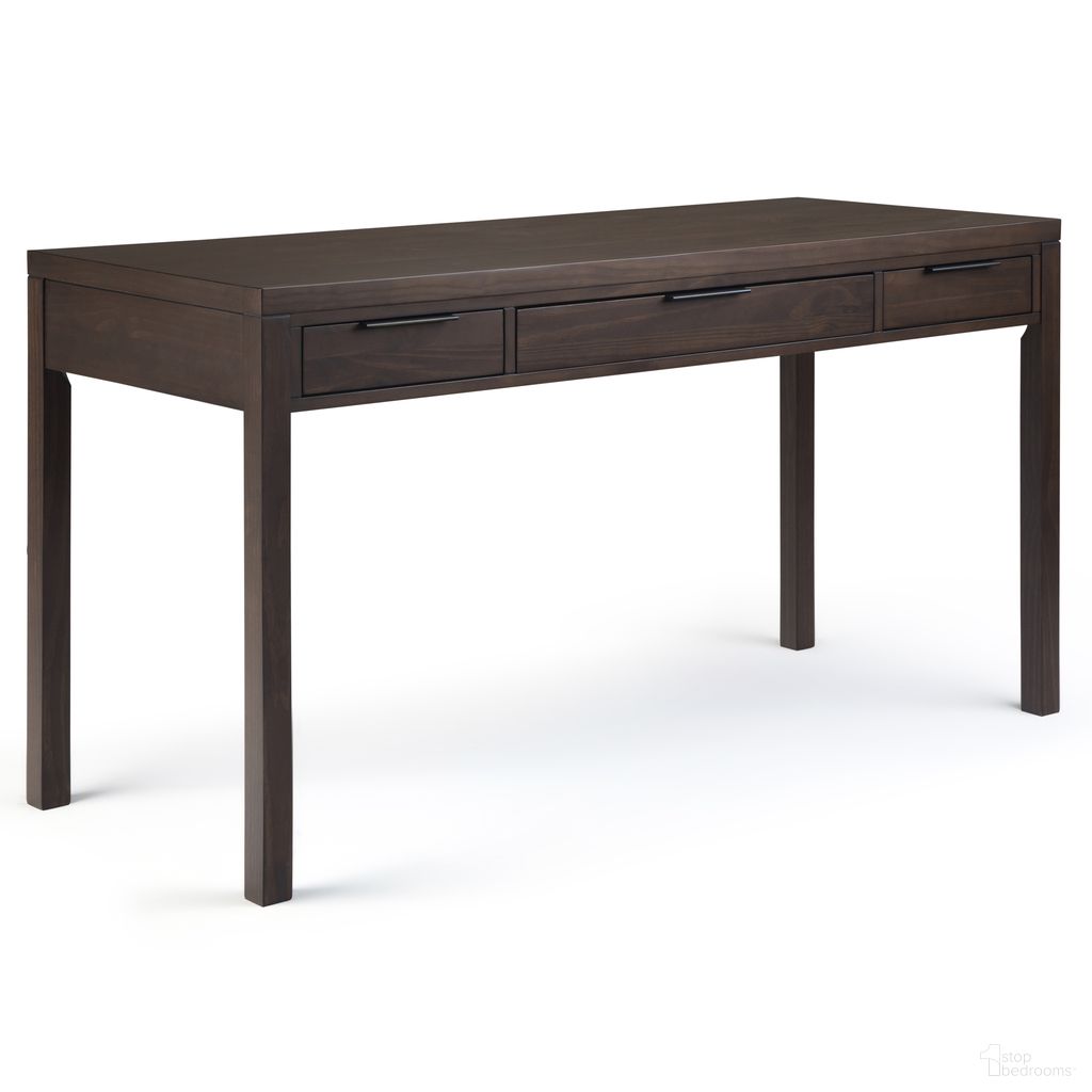 The appearance of Hollander Solid Wood Desk In Warm Walnut Brown designed by Simpli Home in the modern / contemporary interior design. This warm walnut brown piece of furniture was selected by 1StopBedrooms from Hollander Collection to add a touch of cosiness and style into your home. Sku: AXCHLL-10. Material: Pine.