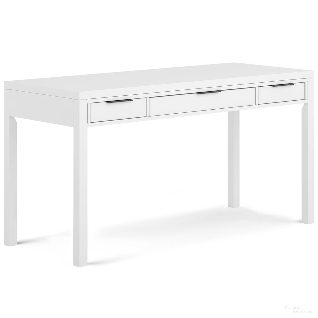 The appearance of Hollander Solid Wood Desk In White designed by Simpli Home in the modern / contemporary interior design. This white piece of furniture was selected by 1StopBedrooms from Hollander Collection to add a touch of cosiness and style into your home. Sku: AXCHLL-10-WH. Material: Pine.