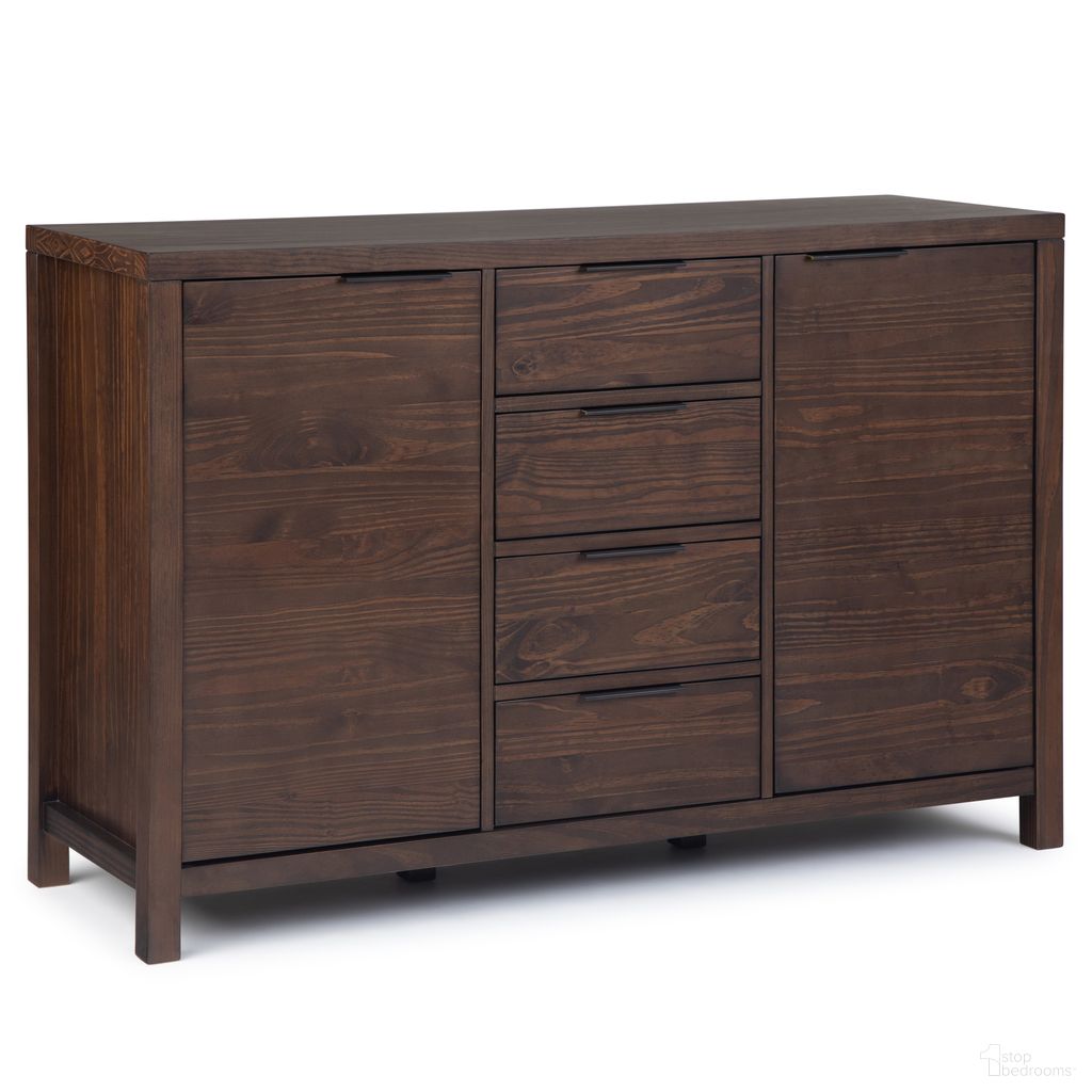 Hollander Solid Wood Sideboard Buffet In Warm Walnut Brown
