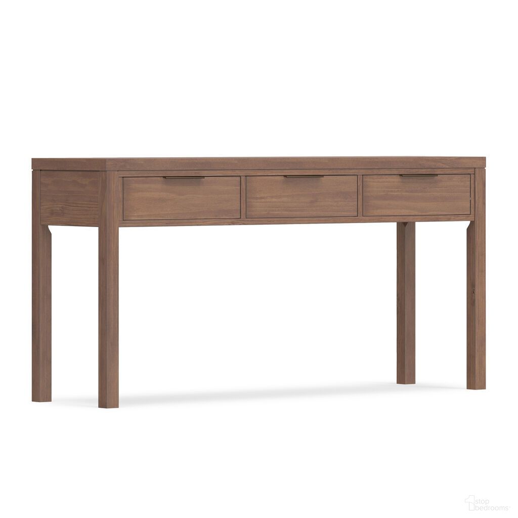 Hollander Solid Wood Wide Console Table In Medium Saddle Brown