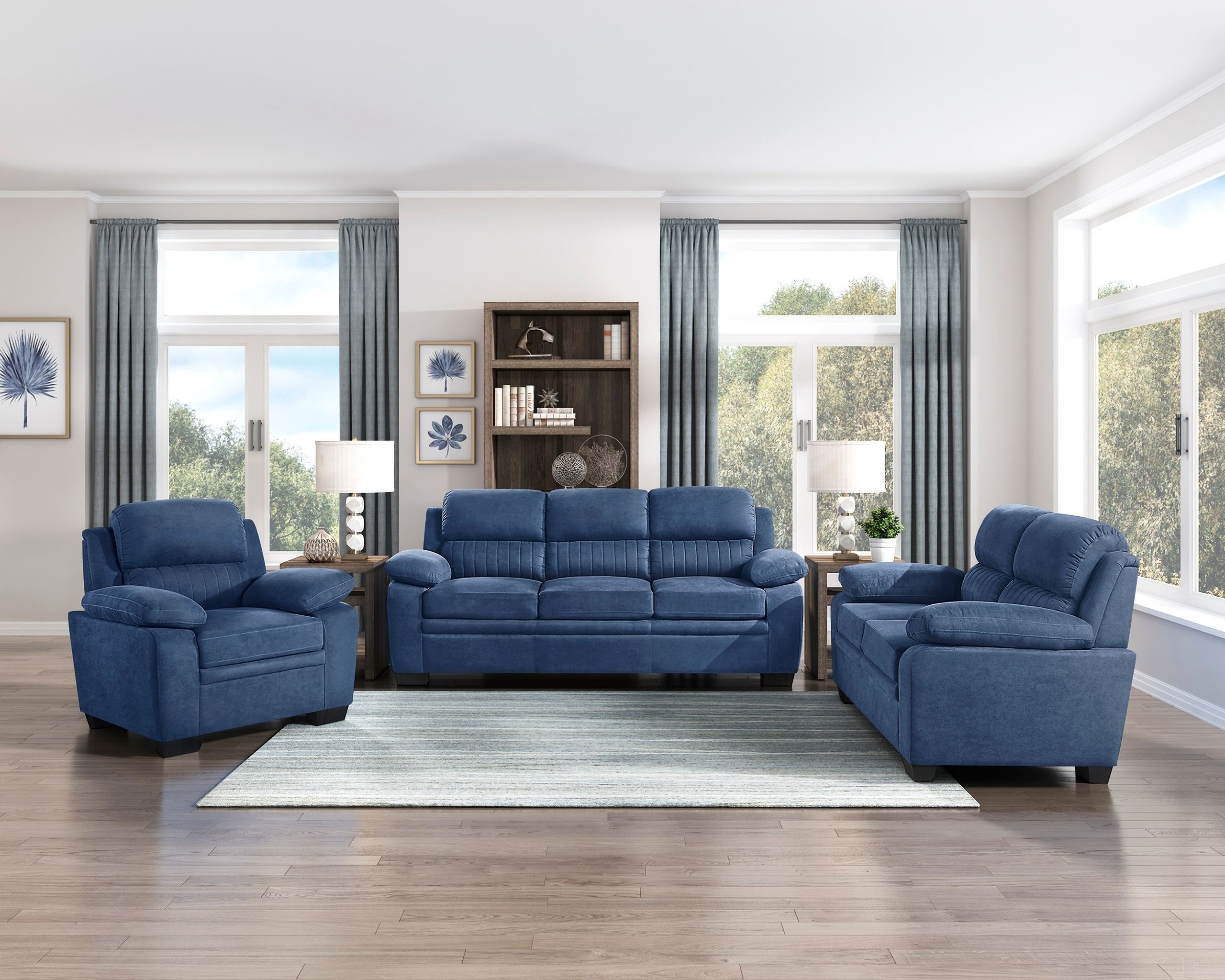 The appearance of Holleman Living Room Set In Blue designed by Homelegance in the modern / contemporary interior design. This blue piece of furniture was selected by 1StopBedrooms from Holleman Collection to add a touch of cosiness and style into your home. Sku: 9333BU-3;9333BU-2. Material: Textured.