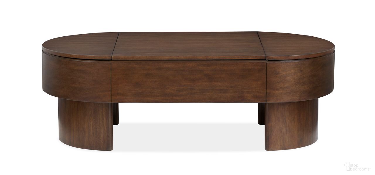 Holloway Oval Lift Top Cocktail Table In Toasted Almond