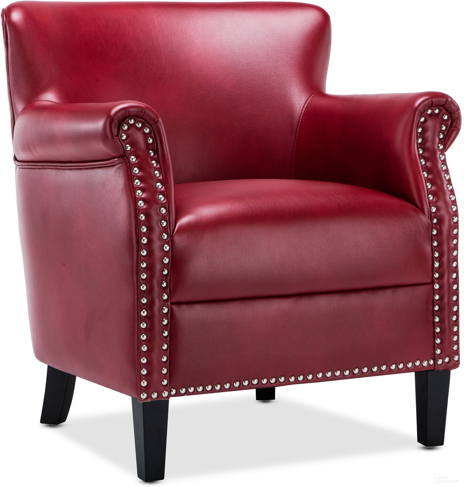 The appearance of Holly Club Chair In Red designed by Comfort Pointe in the transitional interior design. This red piece of furniture  was selected by 1StopBedrooms from Holly Collection to add a touch of cosiness and style into your home. Sku: 8030-20. Material: Plywood.