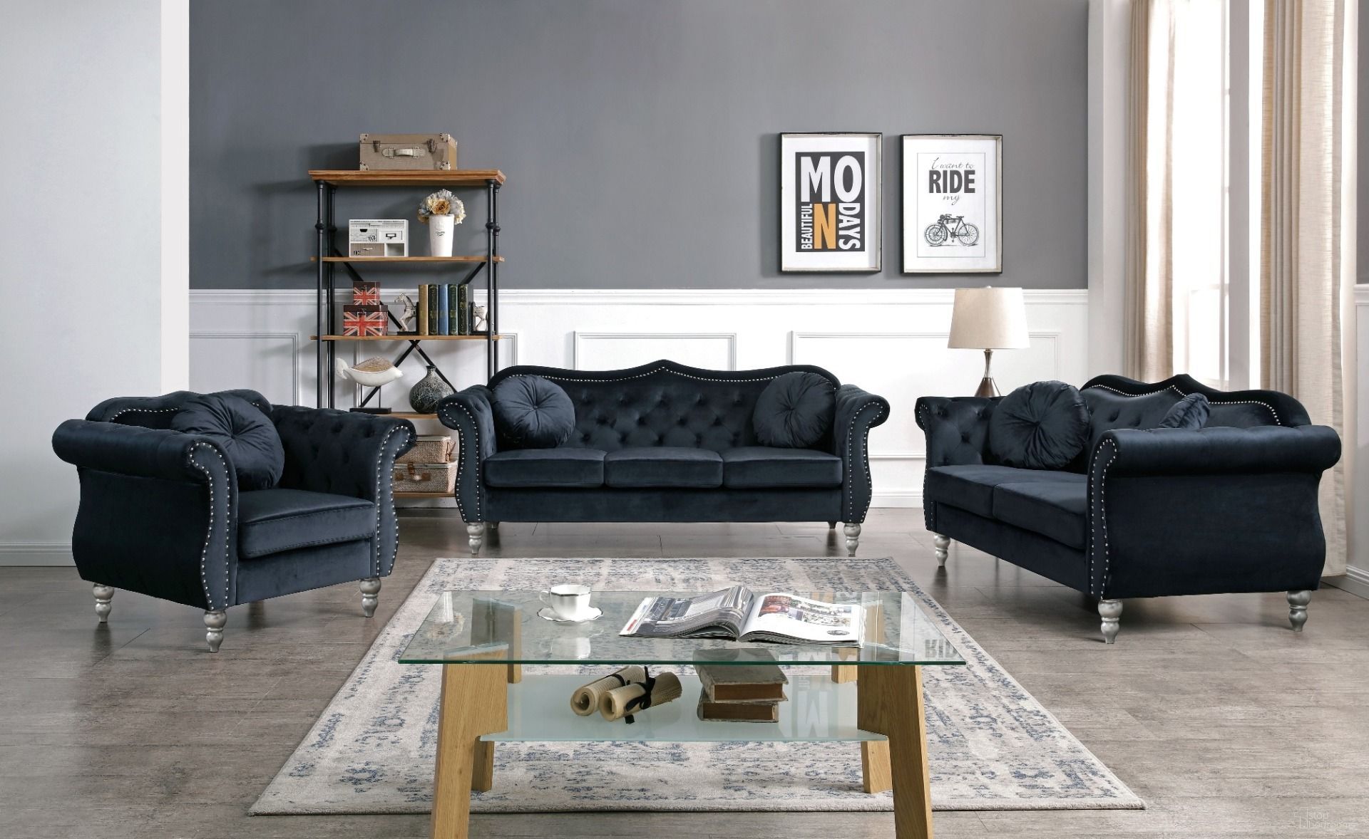 Hollywood Living Room Set In Black