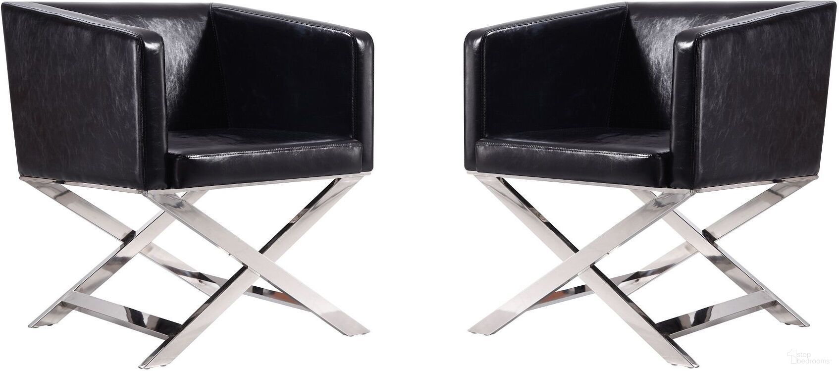 The appearance of Hollywood Lounge Accent Chair in Black and Polished Chrome (Set of 2) designed by Manhattan Comfort in the modern / contemporary interior design. This black piece of furniture  was selected by 1StopBedrooms from Hollywood Collection to add a touch of cosiness and style into your home. Sku: AC050-BK;AC050-BK. Material: Stainless Steel.