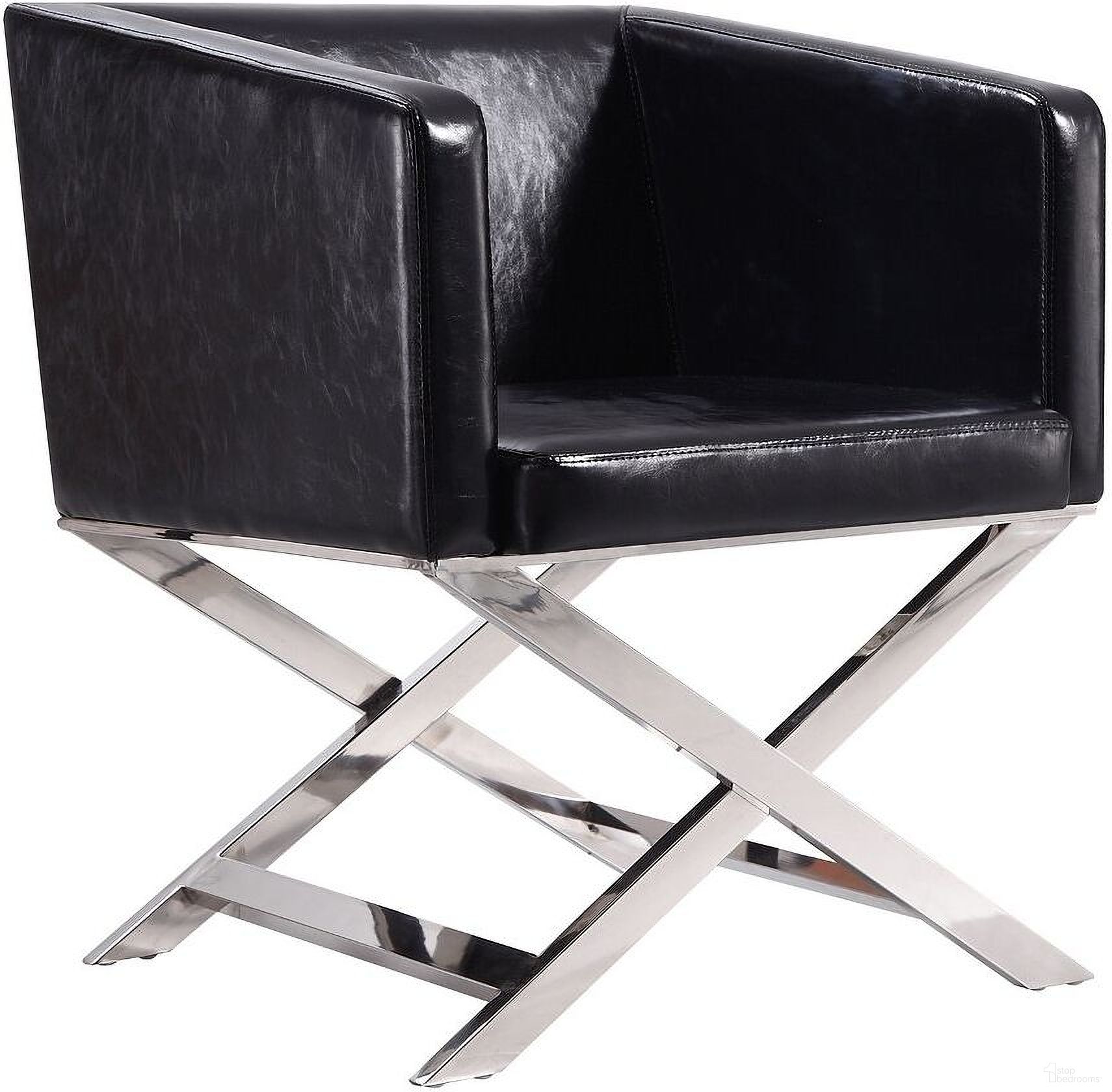 The appearance of Hollywood Lounge Accent Chair in Black and Polished Chrome designed by Manhattan Comfort in the modern / contemporary interior design. This black piece of furniture  was selected by 1StopBedrooms from Hollywood Collection to add a touch of cosiness and style into your home. Sku: AC050-BK. Material: Stainless Steel.