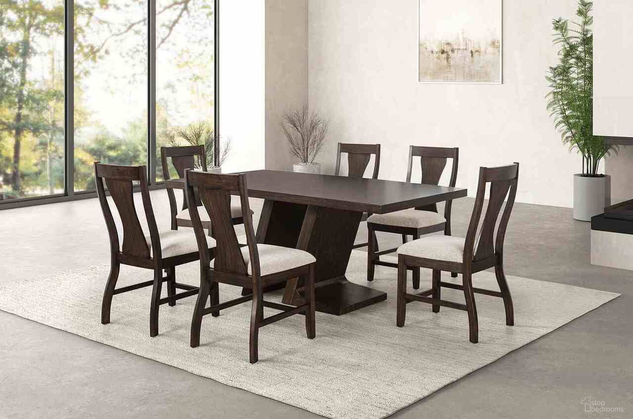 The appearance of Holsworthy Dining Table In Espresso designed by Furniture of America in the modern / contemporary interior design. This espresso piece of furniture  was selected by 1StopBedrooms from Holsworthy Collection to add a touch of cosiness and style into your home. Sku: FM3600ES-T. Table Base Style: Pedestal. Material: Fabric. Table Top Shape: Rectangular. Size: 40" x 72".