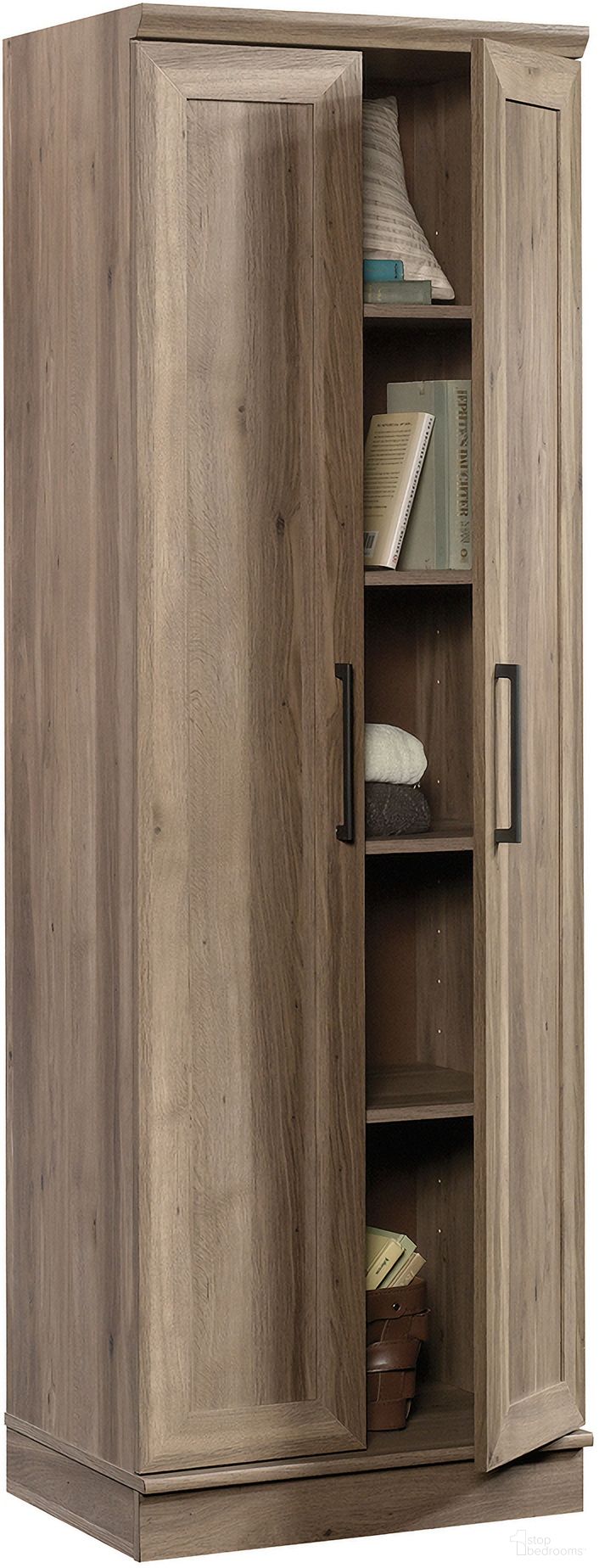 The appearance of Homeplus Storage Cabinet In Salt Oak designed by Sauder in the transitional interior design. This salt oak piece of furniture was selected by 1StopBedrooms from HomePlus Collection to add a touch of cosiness and style into your home. Sku: 422426. Material: Engineered Wood.