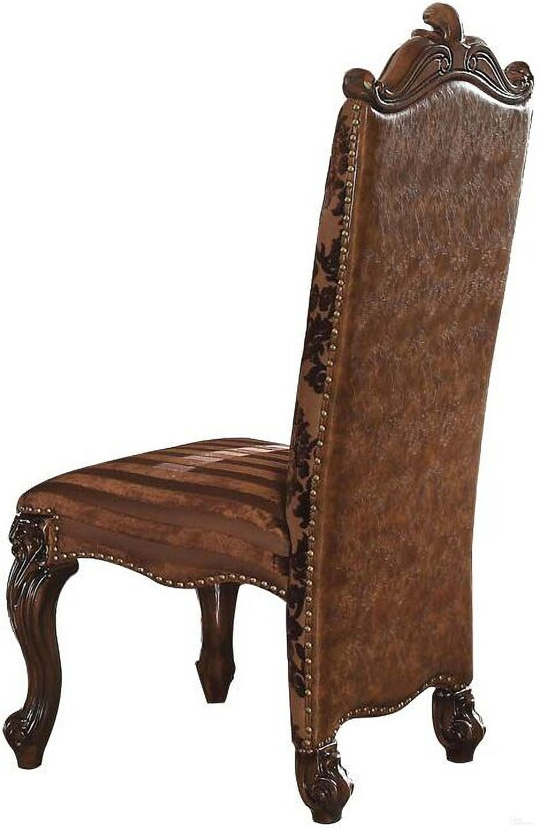 Homeroots 2 Tone Brown Pu Fabric Cherry Oak Poly Resin Upholstery Side Chair (Set 2)