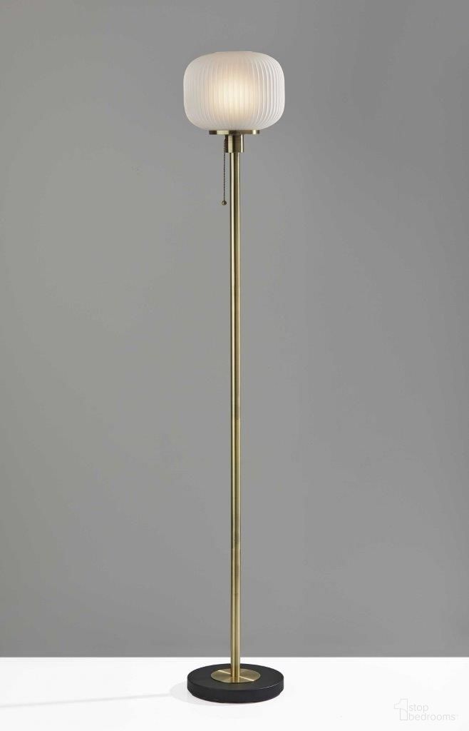 Homeroots Antique Brass Glass And Metal Floor Lamp 372892