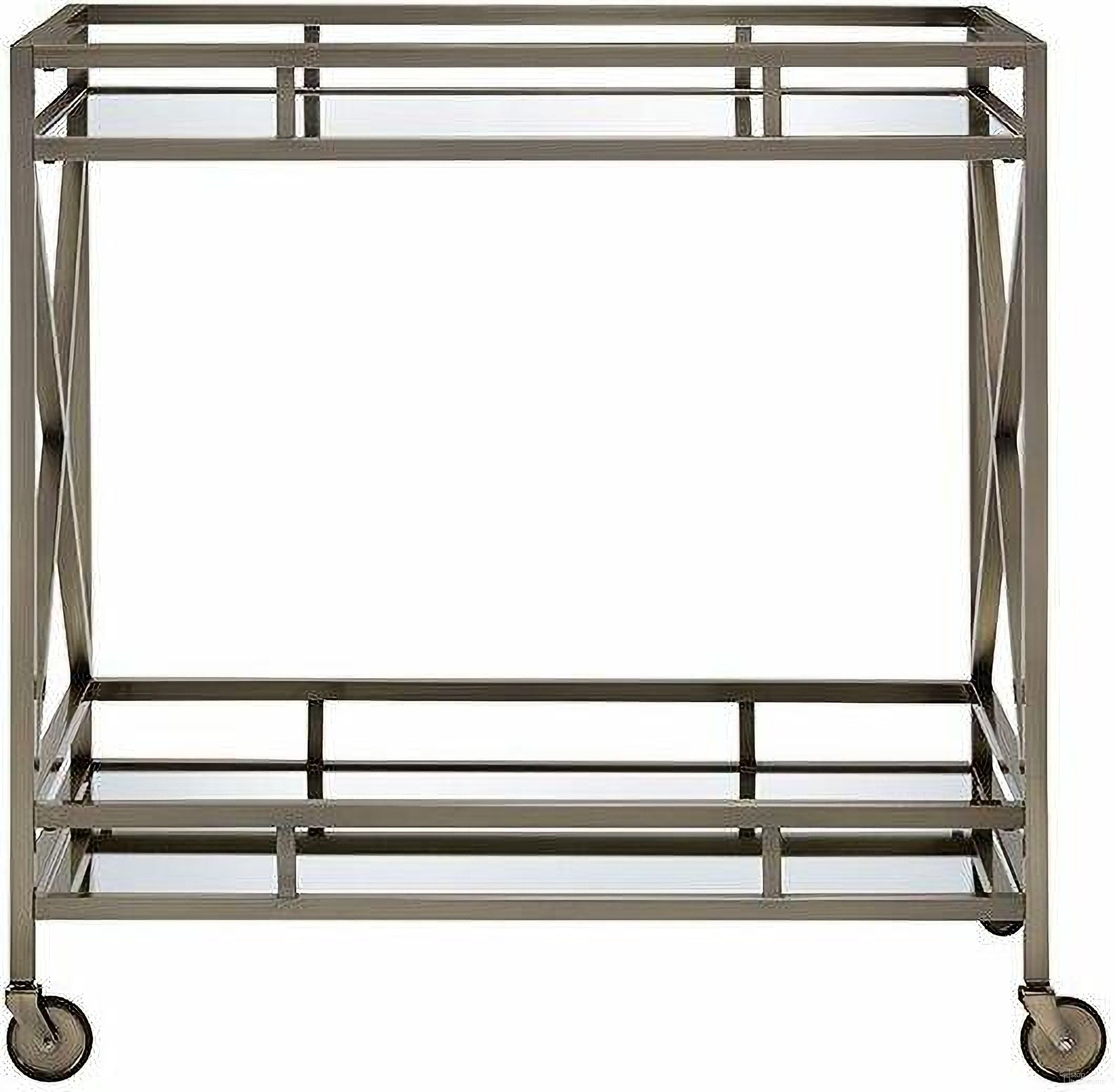 The appearance of Homeroots Antique Brass Metal Serving Cart 319141 designed by Homeroots in the modern / contemporary interior design. This antique brass piece of furniture  was selected by 1StopBedrooms from  to add a touch of cosiness and style into your home. Sku: 319141. Material: Metal.