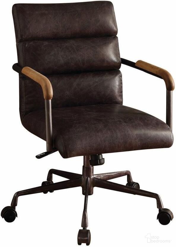 Homeroots Antique Ebony Top Grain Leather Office Chair 286615
