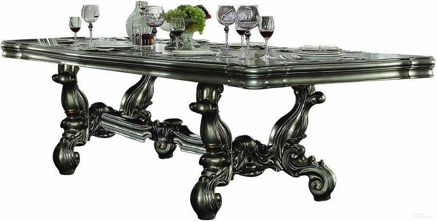 Homeroots Antique Platinum Wood Poly Resin Dining Table 348653