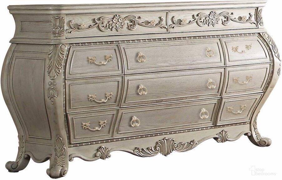 The appearance of Homeroots Antique White Wood Dresser designed by Homeroots in the traditional interior design. This off white piece of furniture was selected by 1StopBedrooms from to add a touch of cosiness and style into your home. Sku: 347135. Material: Wood.