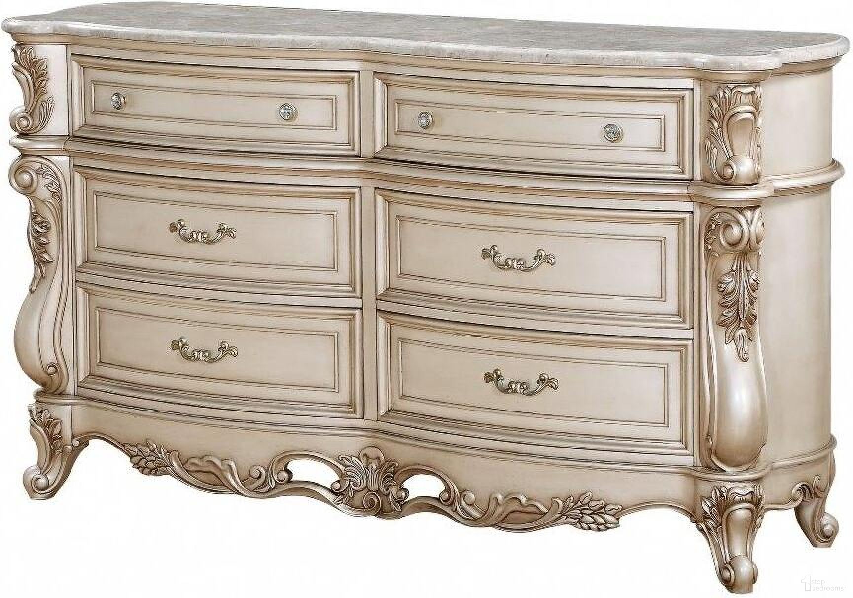 The appearance of Homeroots Antique White Wood Dresser With Marble Top designed by Homeroots in the traditional interior design. This beige piece of furniture was selected by 1StopBedrooms from to add a touch of cosiness and style into your home. Sku: 347176. Material: Wood.