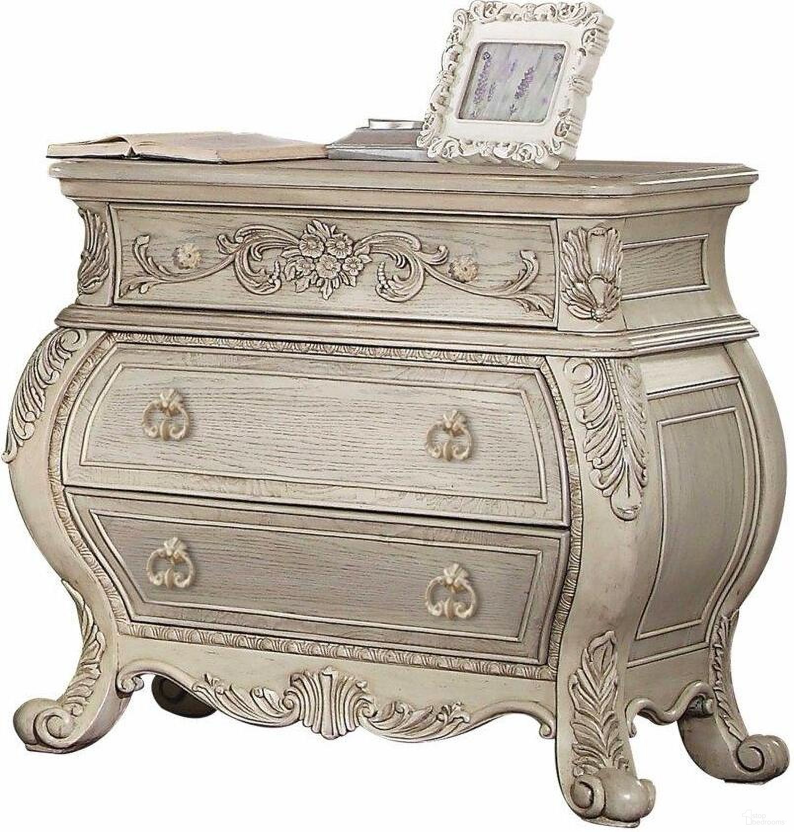 The appearance of Homeroots Antique White Wood Nightstand designed by Homeroots in the traditional interior design. This antique white piece of furniture was selected by 1StopBedrooms from to add a touch of cosiness and style into your home. Sku: 347133. Material: Wood.