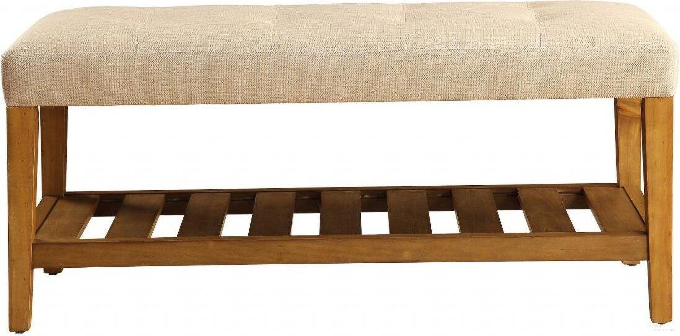 Homeroots Beige And Oak Simple Bench 286430
