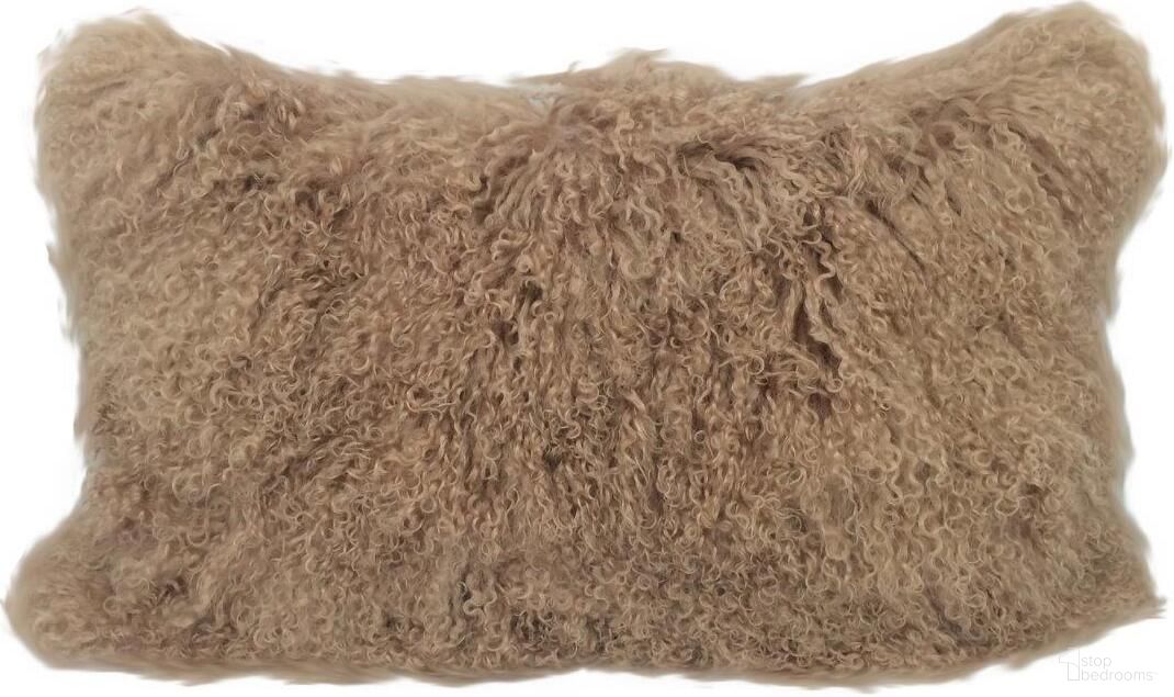 Homeroots Beige Genuine Tibetan Lamb Fur Pillow With Microsuede Backing 334362