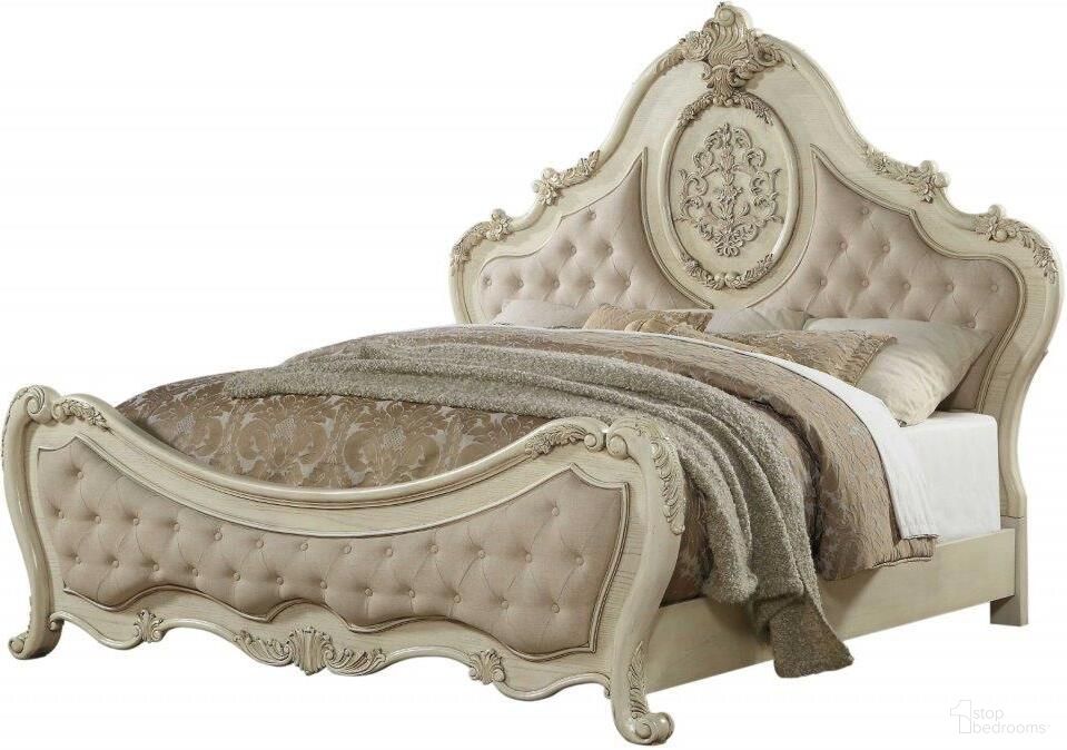 The appearance of Homeroots Beige Linen Antique White Wood Upholstery Queen Bed designed by Homeroots in the traditional interior design. This beige linen piece of furniture was selected by 1StopBedrooms from to add a touch of cosiness and style into your home. Sku: 347132. Bed Type: Panel Bed. Material: Wood. Bed Size: Queen.