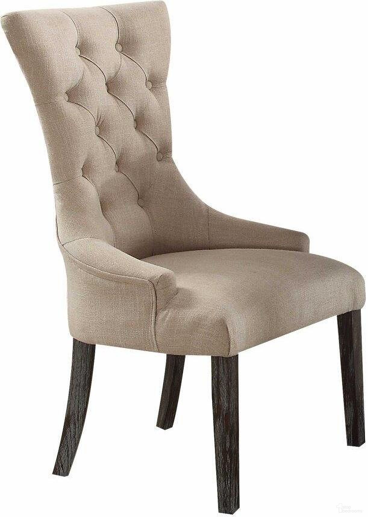 The appearance of Homeroots Beige Linen Weathered Espresso Wood Upholstery Arm Chair (Set 2) designed by Homeroots in the transitional interior design. This beige linen piece of furniture  was selected by 1StopBedrooms from  to add a touch of cosiness and style into your home. Sku: 347311. Material: Wood. Chair Type: Arm Chair.