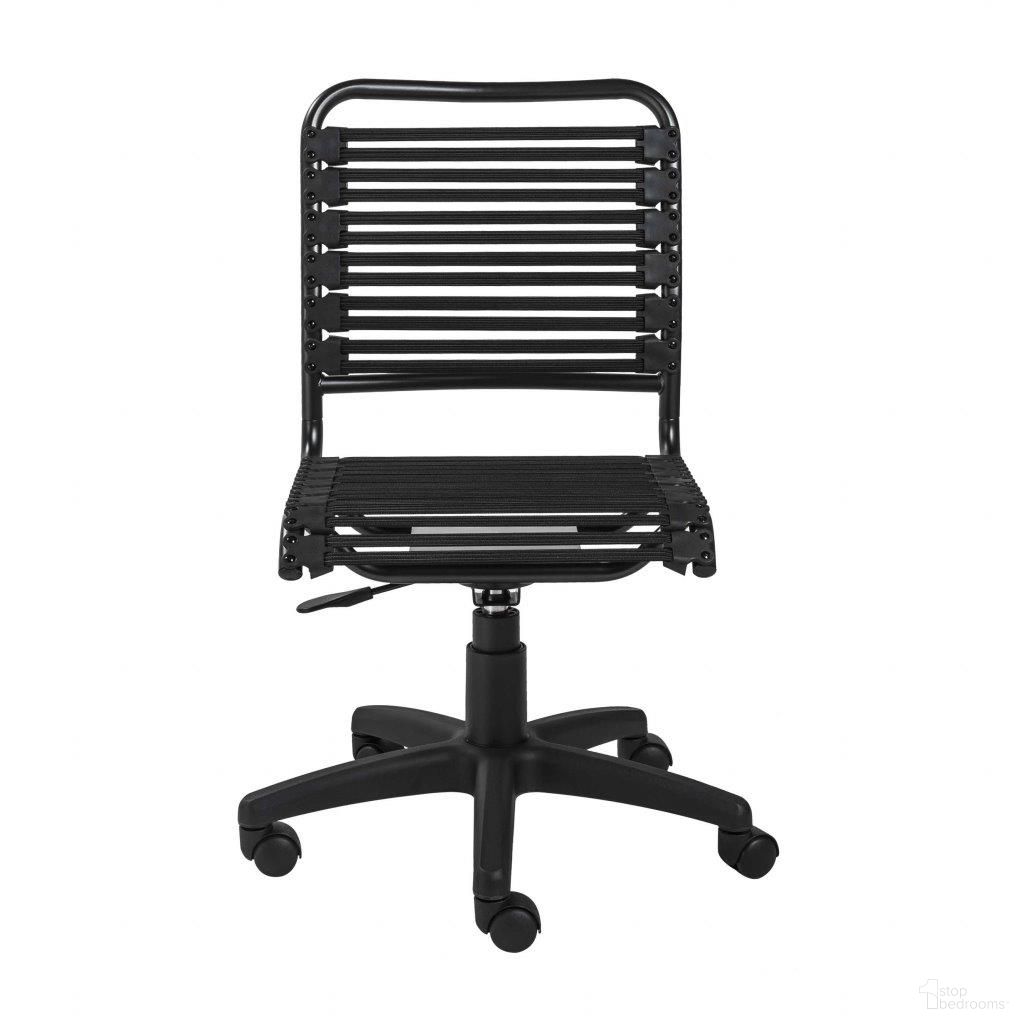 Homeroots Black Flat Bungie Cords Low Back Office Chair With Graphite Black Frame And Base 357511