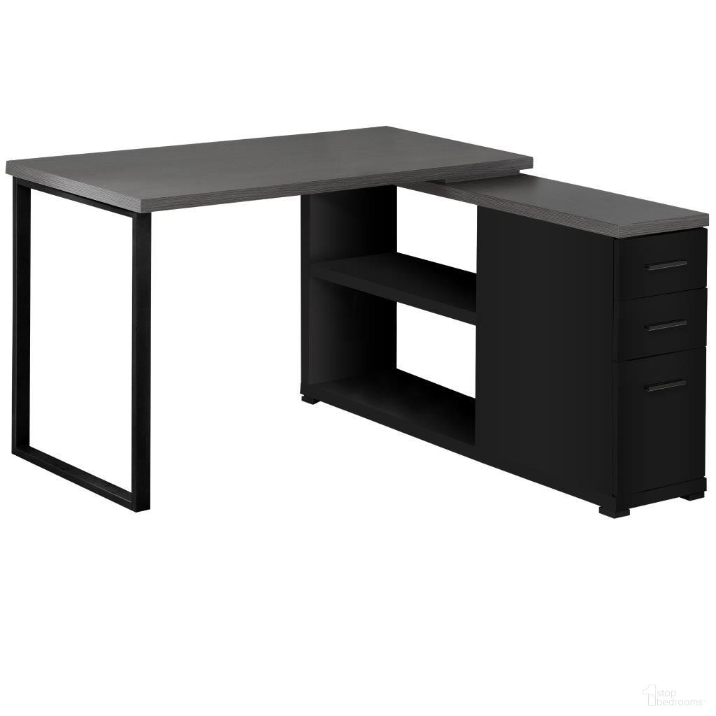 The appearance of Homeroots Black Grey Particle Board Hollow Core Metal Computer Desk With A Grey Top 333531 designed by Homeroots in the modern / contemporary interior design. This black and grey piece of furniture  was selected by 1StopBedrooms from  to add a touch of cosiness and style into your home. Sku: 333531. Material: MDF.