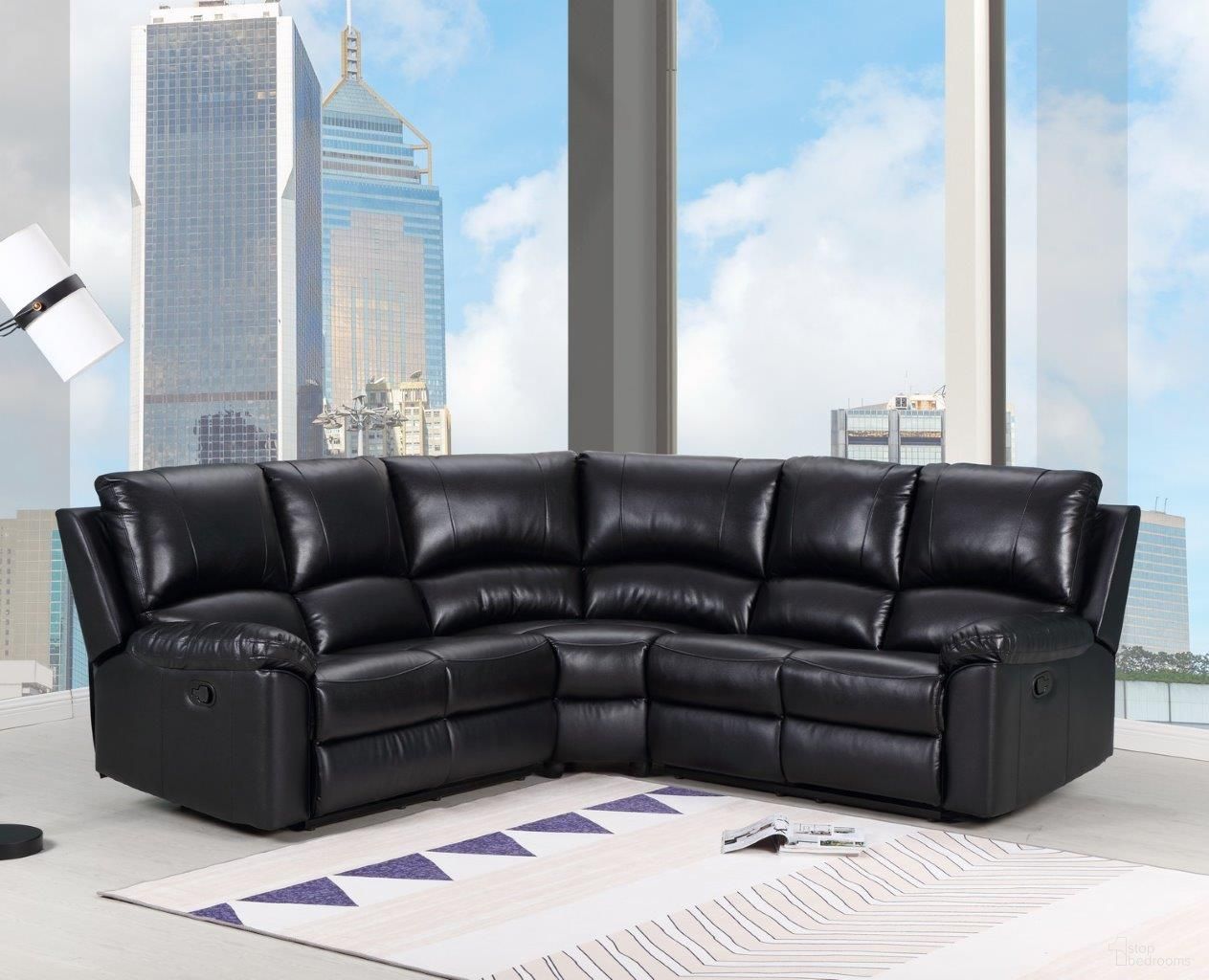 The appearance of Homeroots Black Sectional 366242 designed by Homeroots in the modern / contemporary interior design. This black piece of furniture was selected by 1StopBedrooms from to add a touch of cosiness and style into your home. Sku: 366242. Material: Leather. Layout: L-Shape.