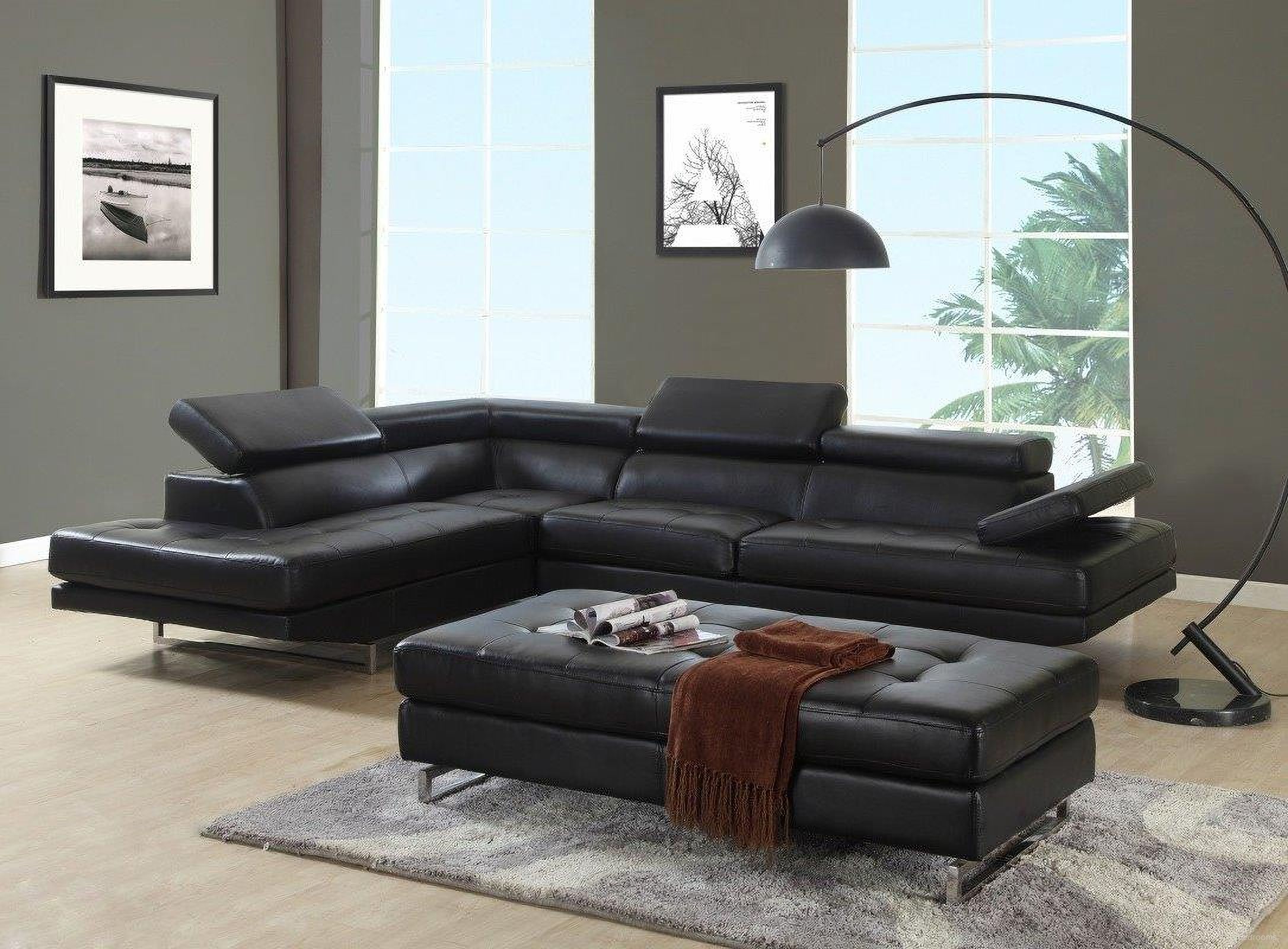 Homeroots Black Sectional Laf 366223