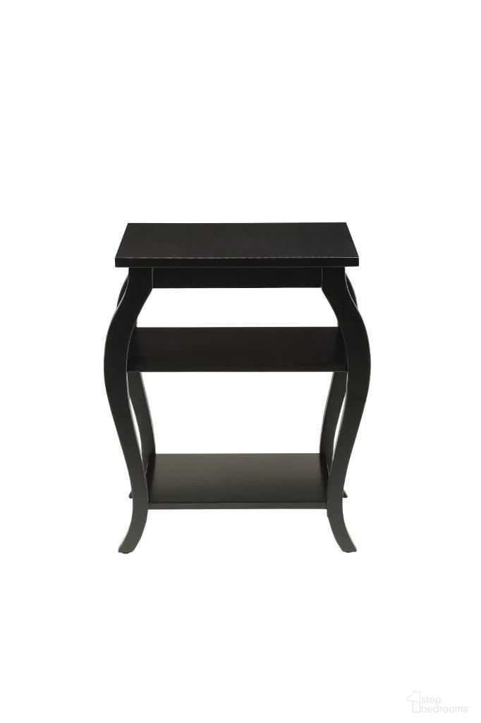 The appearance of Homeroots Black Solid Wood Leg End Table 286309 designed by Homeroots in the traditional interior design. This black piece of furniture  was selected by 1StopBedrooms from  to add a touch of cosiness and style into your home. Sku: 286309. Material: MDF.