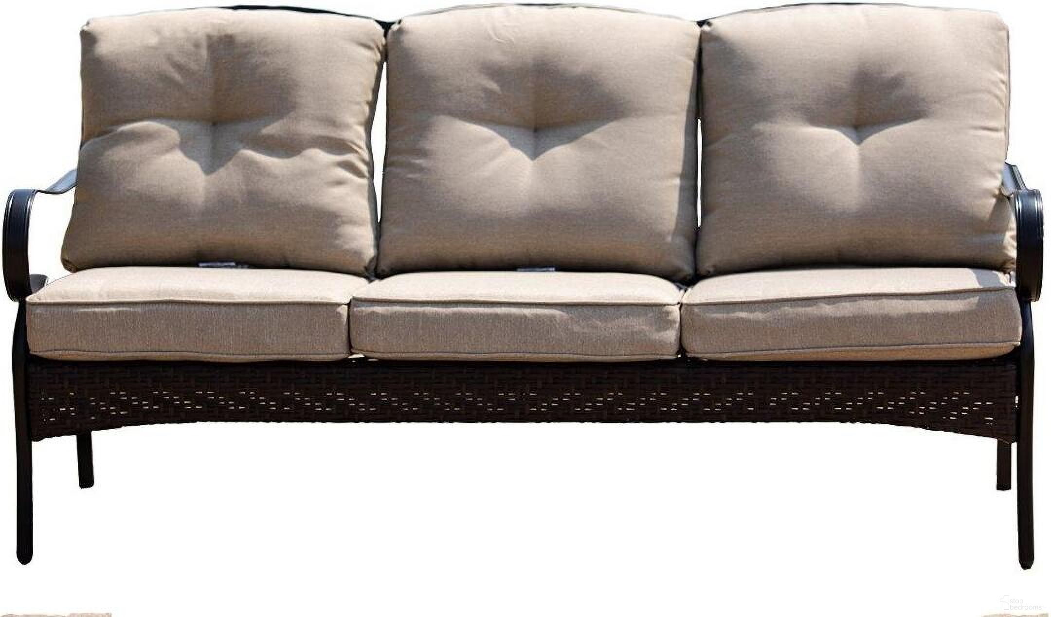 Homeroots Black Steel Sofa With Beige Cushions 374050