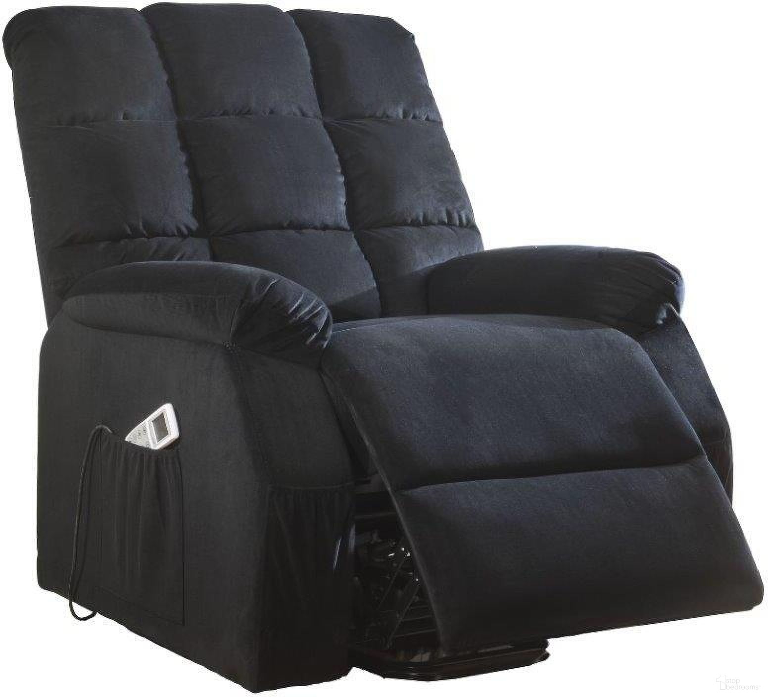 Homeroots Black Velvet Recliner With Power Lift And Massage