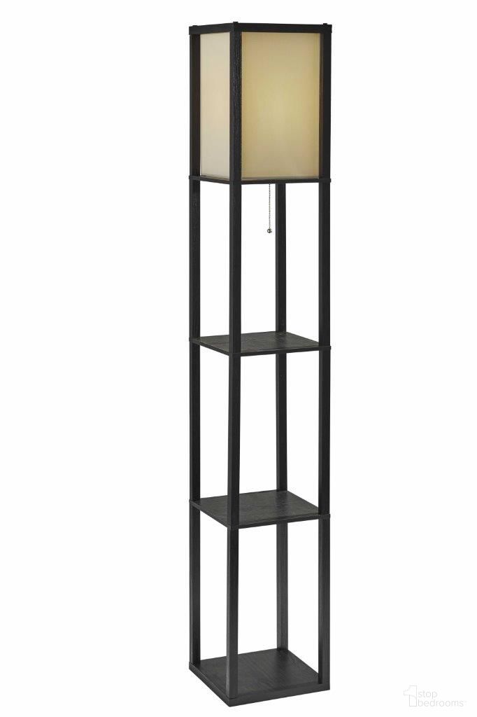 Homeroots Black Wood Shelf Floor Lamp 372524