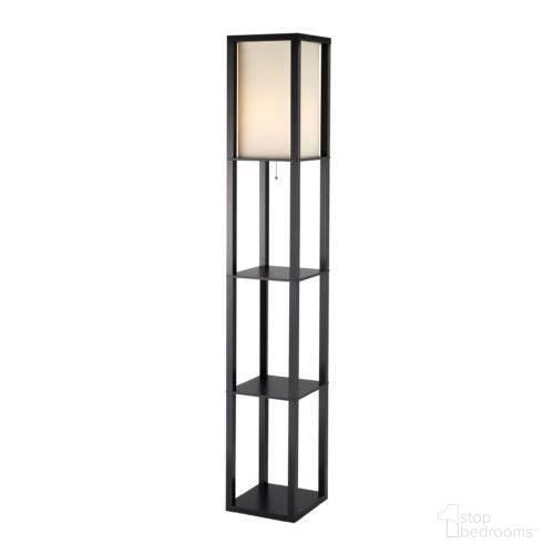 Homeroots Black Wood Tall Shelf Floor Lamp 372534