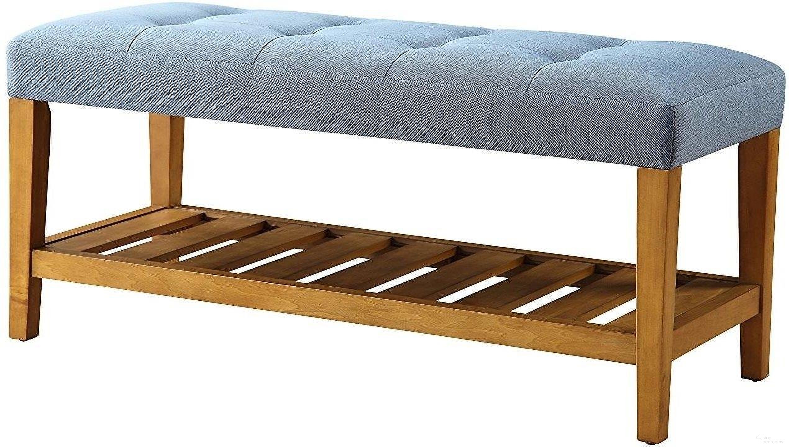 The appearance of Homeroots Blue And Oak Simple Bench designed by Homeroots in the modern / contemporary interior design. This oak piece of furniture was selected by 1StopBedrooms from to add a touch of cosiness and style into your home. Sku: 286431. Material: Polyester.