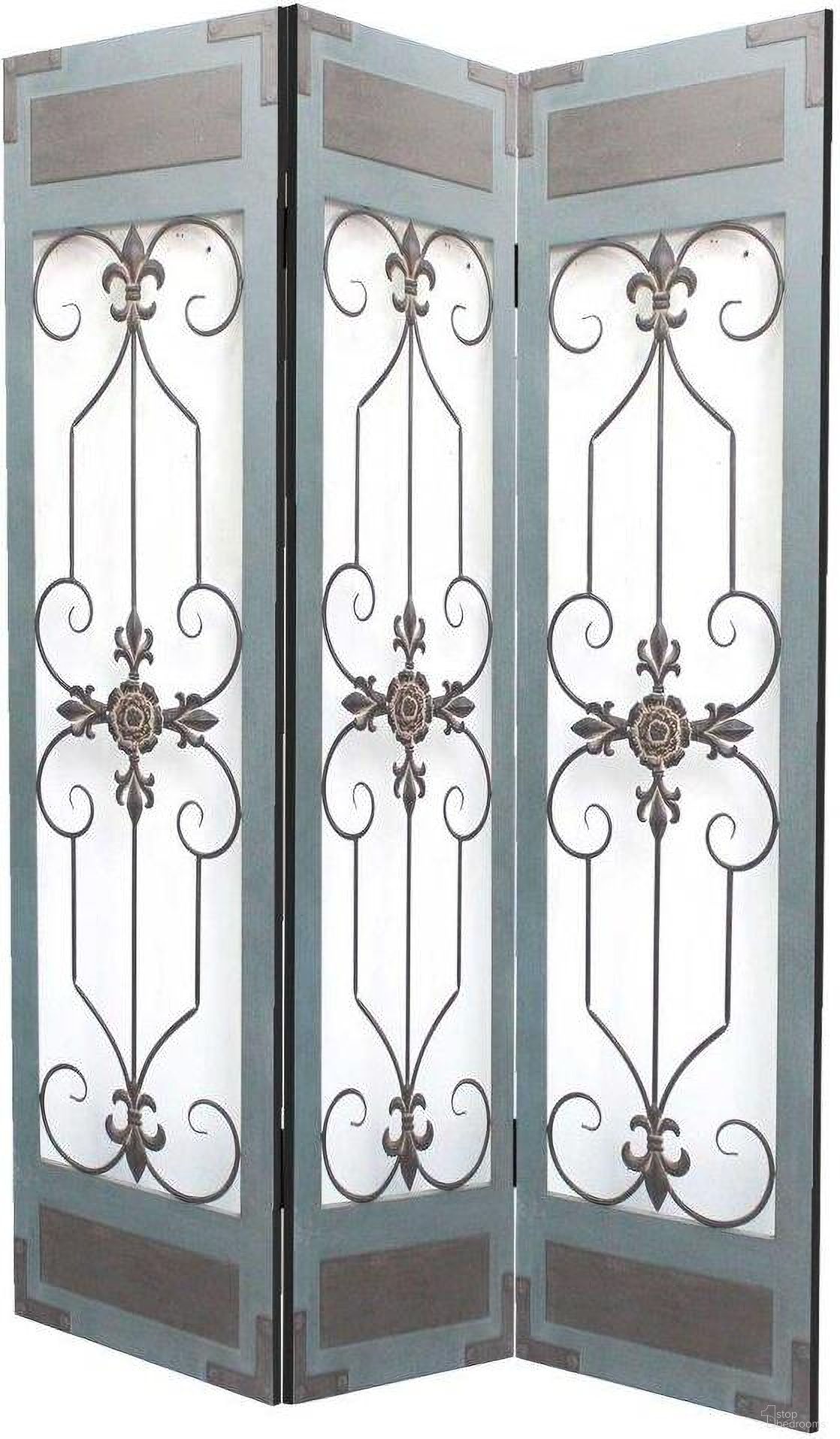 Homeroots Blue Wood Metal Screen