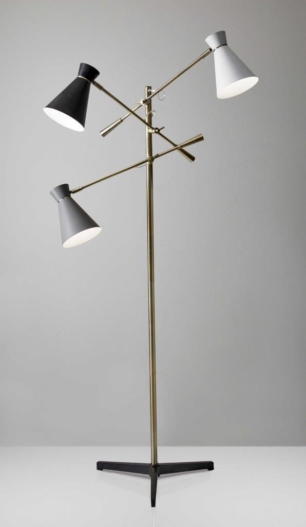 Homeroots Brass Metal 3 Arm Floor Lamp 372556