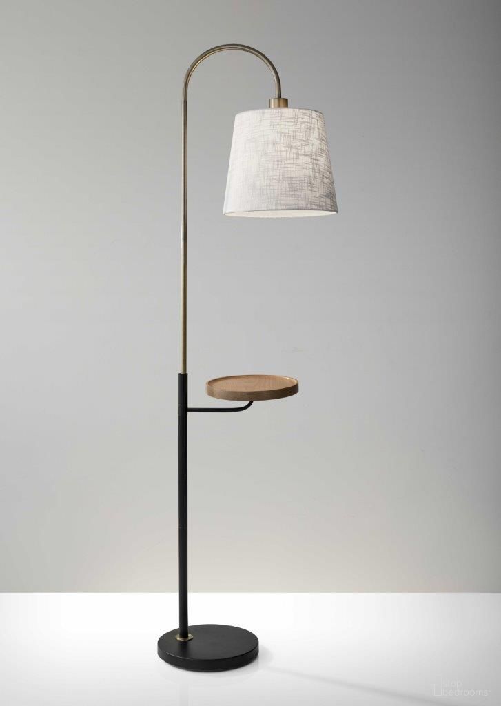 Homeroots Brass Metal And Fabric Shelf Floor Lamp 372574