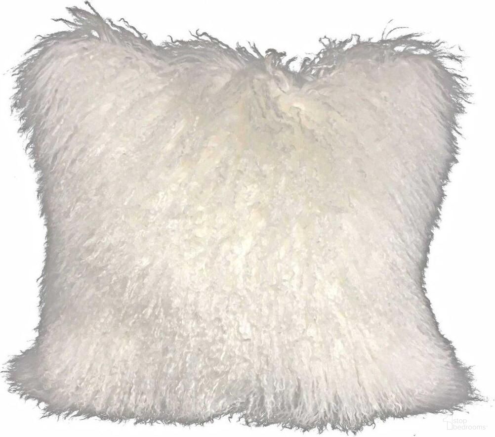 Homeroots Bright White Genuine Tibetan Lamb Fur Pillow With Microsuede Backing 334367