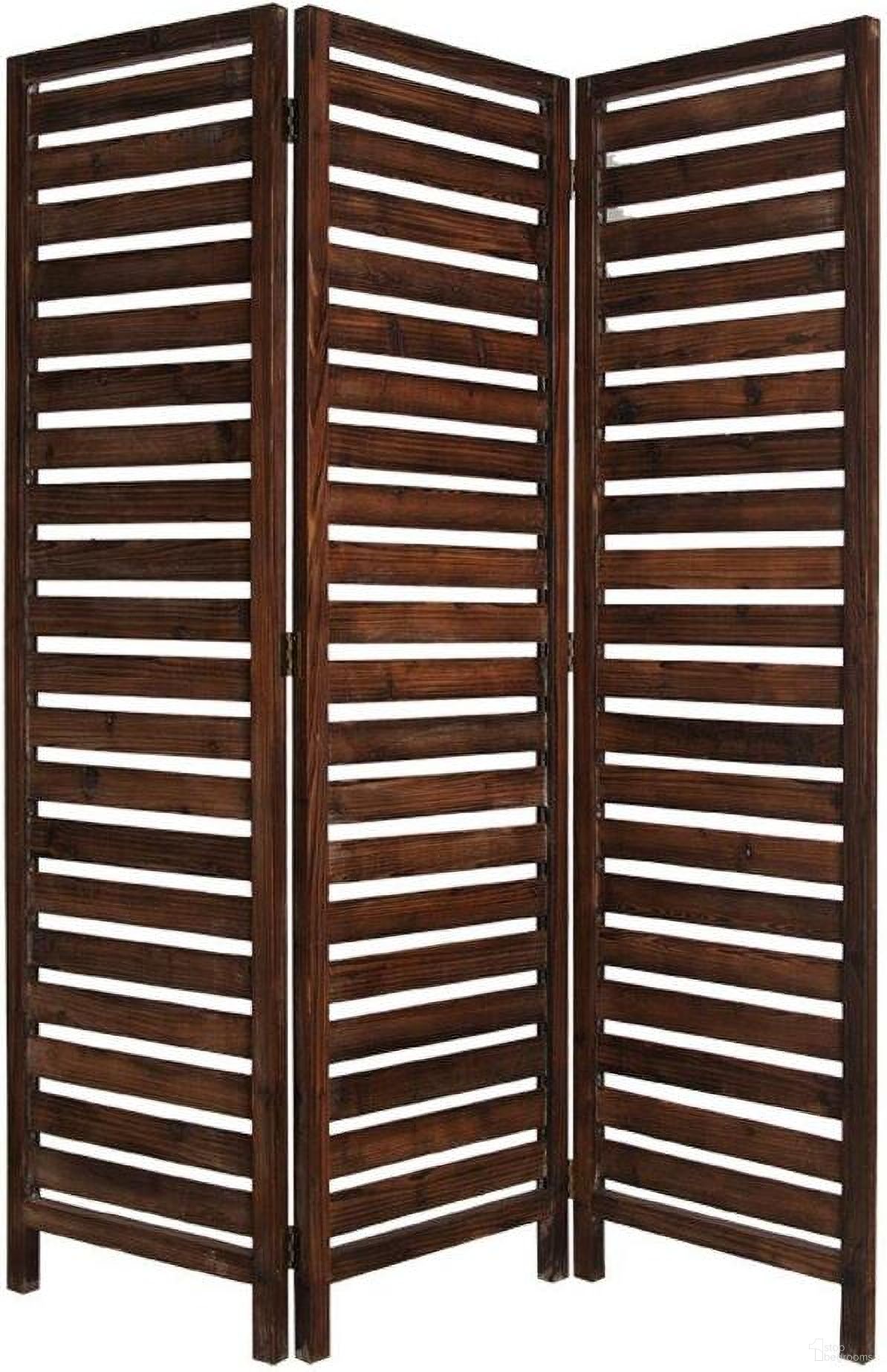 Homeroots Brown 3 Panel Solid Wood Fortress Screen 274852