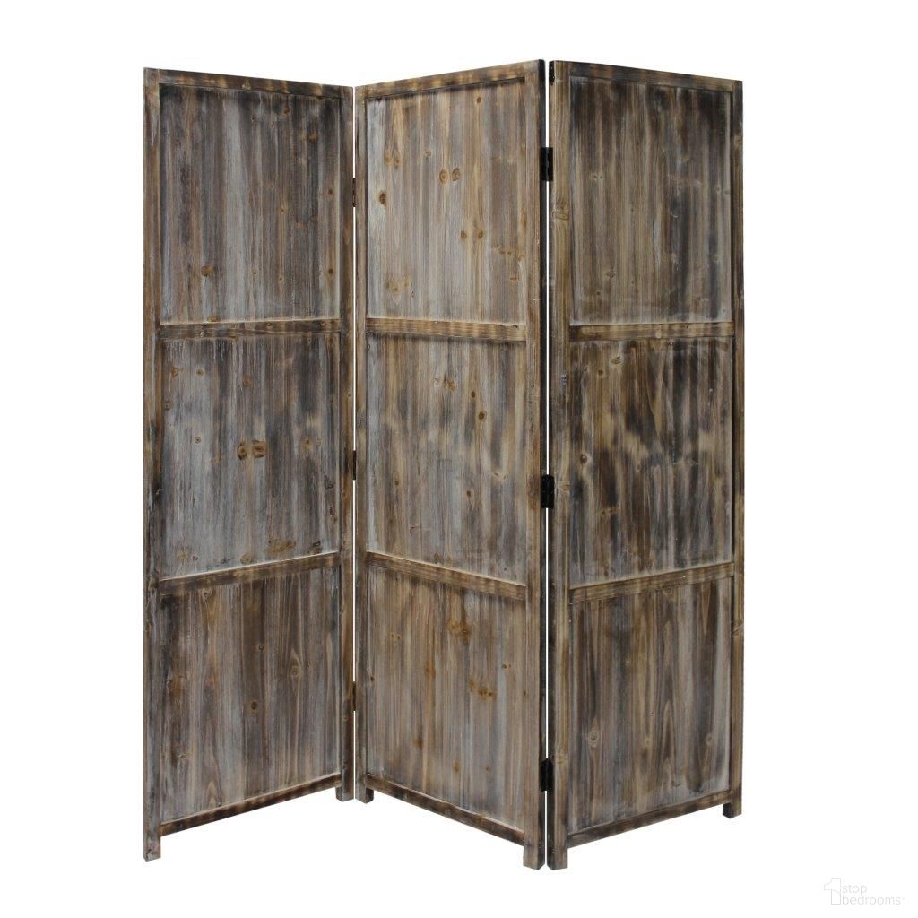 Homeroots Brown 3 Panel Solid Wood Fortress Screen 274909