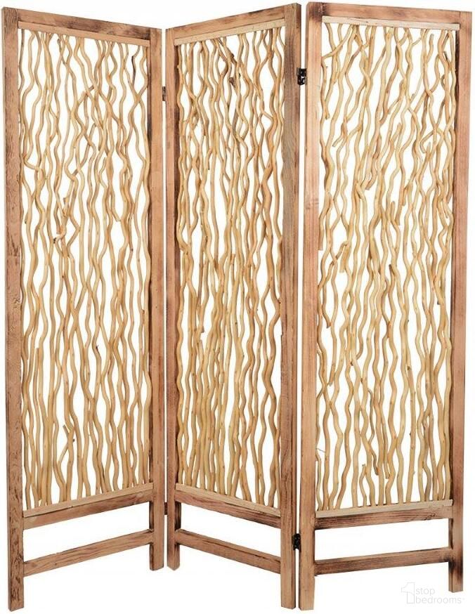 Homeroots Brown 3 Panel Wood Foldable Screen 274728